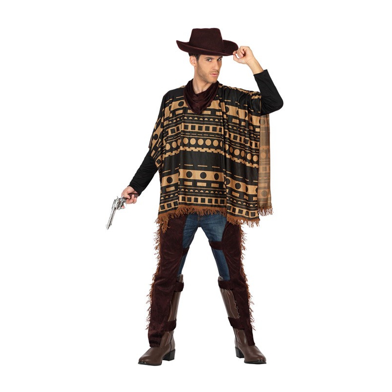 Déguisement western avec poncho de cowboy, chaps et bandana