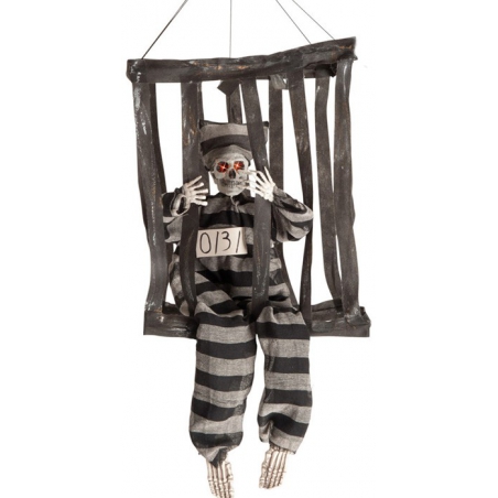Squelette prisonnier en cage à suspendre pour votre déco d'halloween