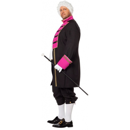 Costume baroque homme grande taille, costume marquis noir et rose