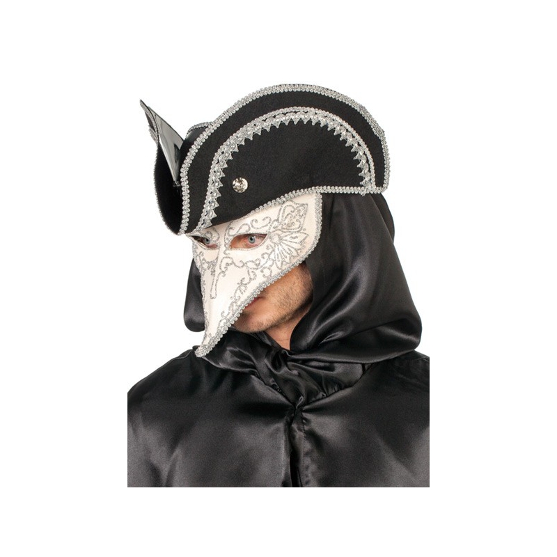 Masque vénitien homme avec chapeau - Costume baroque carnaval de Venise