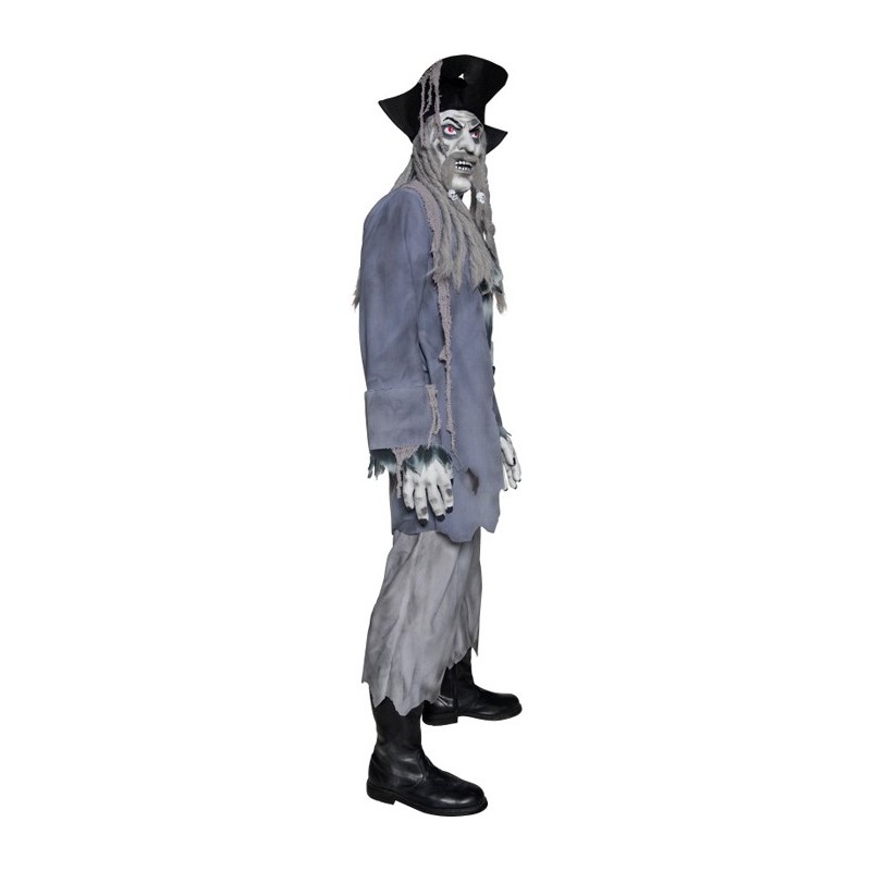 Costume de pirate maudit avec masque en latex et dreadlocks, déguisement homme zombie