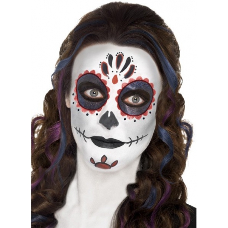 Maquillage squelette pour femme inspiré de la fête mexicaine, le jour des morts