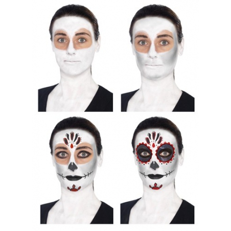 Kit de maquillage squelette mexicain pour femme, réalisez facilement votre maquillage d'halloween en 4 étapes Kit de maquillage squelette mexicain pour femme, réalisez facilement votre maquillage d'halloween en 4 étapes