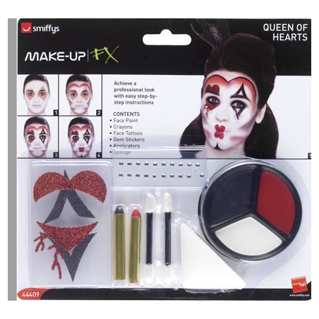 Réalisez le maquillage de la reine de cœur en 4 étapes, kit de maquillage reine de coeur pour femme