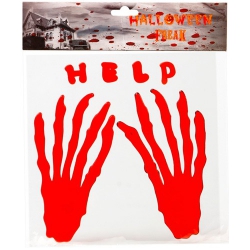 Décoration halloween, mains en sang halloween 'help'