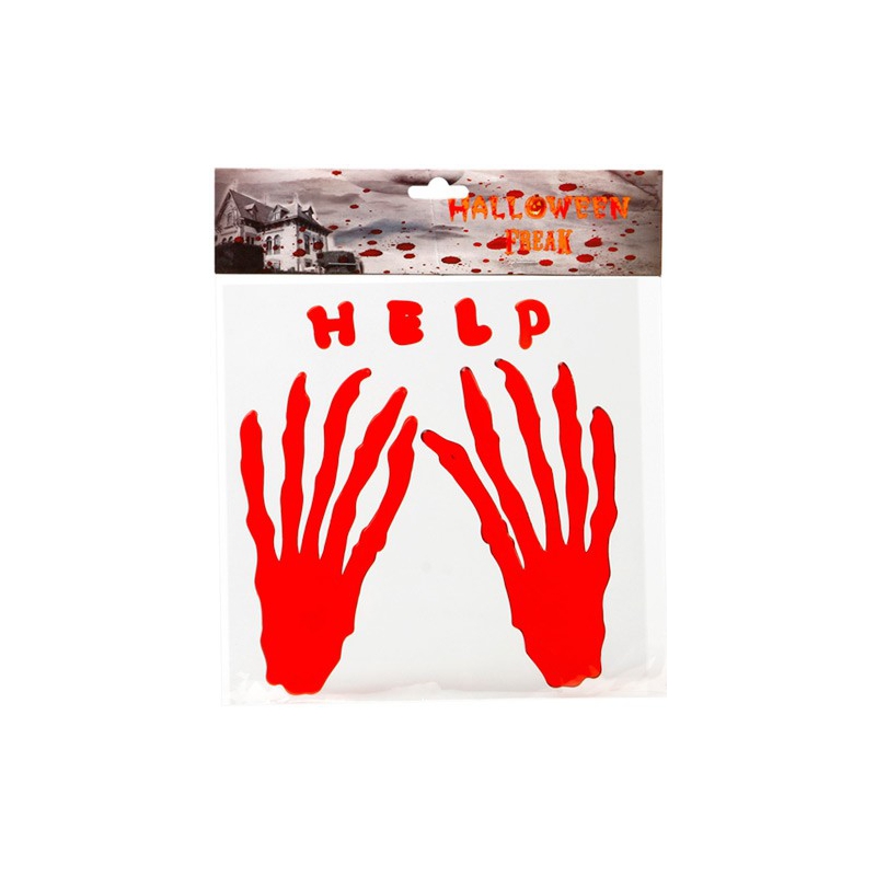 Décoration halloween, mains en sang halloween 'help'