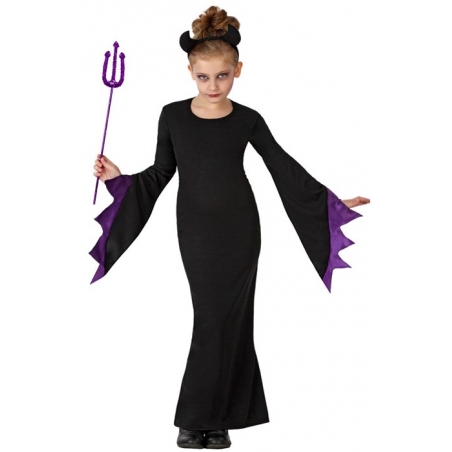 Déguisement maléfique fille reine des  ténèbres halloween, costume enfant 3 à 12 ans