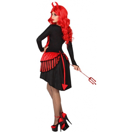 Costume de diablesse pour femme avec robe rouge et noire et cornes - déguisement ange et démon Costume de diablesse pour femme avec robe rouge et noire et cornes - déguisement ange et démon