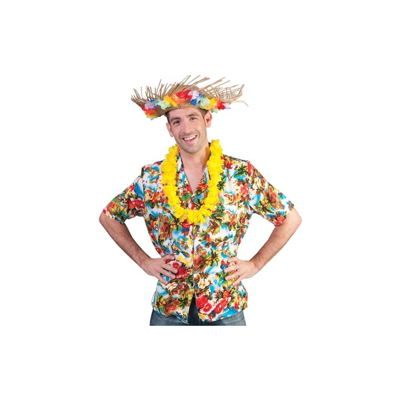 Chemise hawaienne fleurs multicolores homme