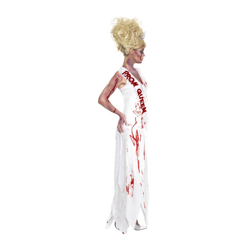 déguisement zombie femme, robe blanche pleine de sang - costume halloween femme