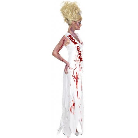 déguisement zombie femme, robe blanche pleine de sang - costume halloween femme
