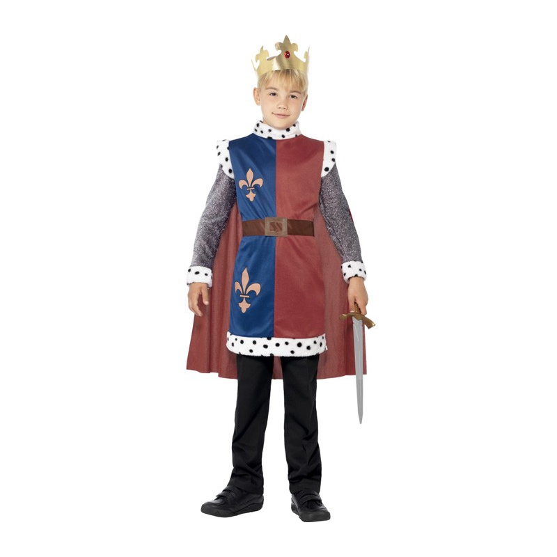 déguisement de roi Arthur pour enfant de 4 à 12 ans avec couronne