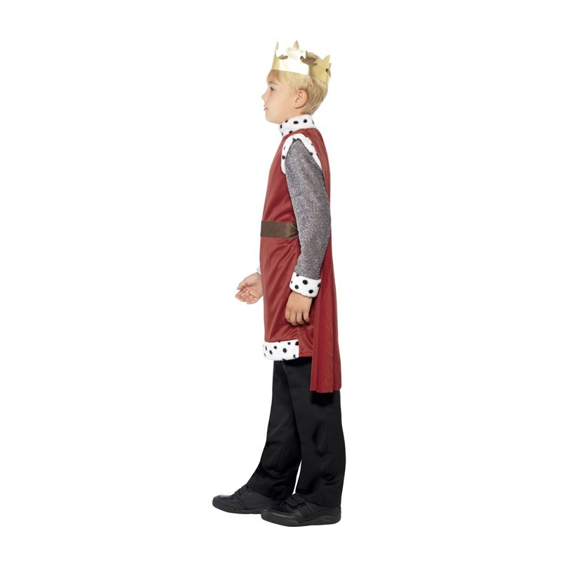 Costume de roi médiéval pour enfant, le roi Arthur avec tunique, cape et couronne