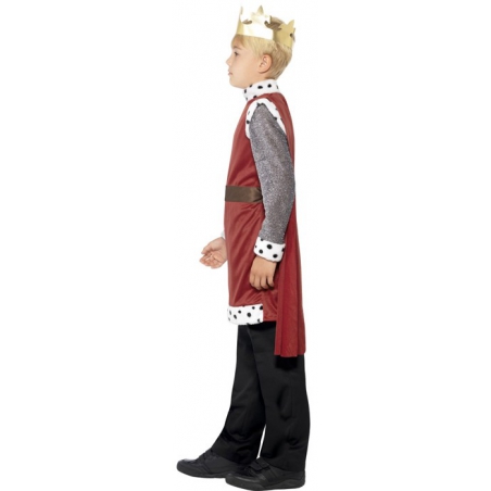 Costume de roi médiéval pour enfant, le roi Arthur avec tunique, cape et couronne