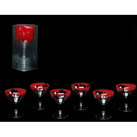 Lot de 6 verres halloween décorés d'une coulée de sang - décoration de table halloween