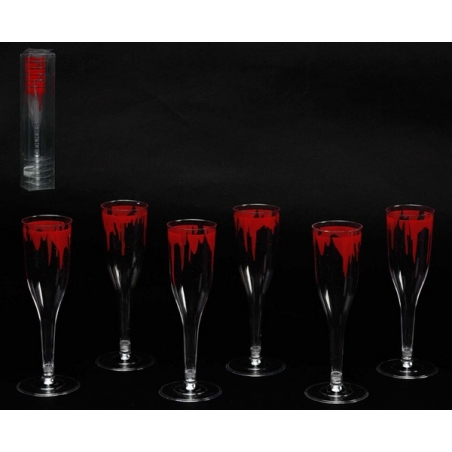 Lot de 6 verres à champagne sanglants, une idée déco idéale pour Halloween