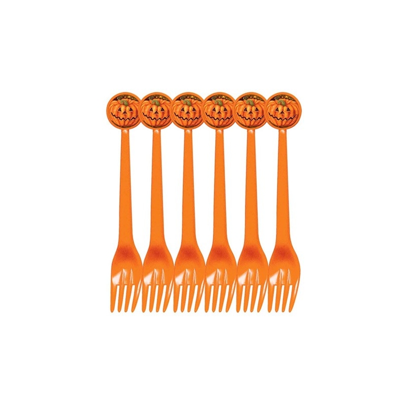 6 fourchettes citrouille halloween