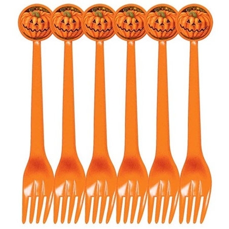 6 fourchettes citrouille halloween