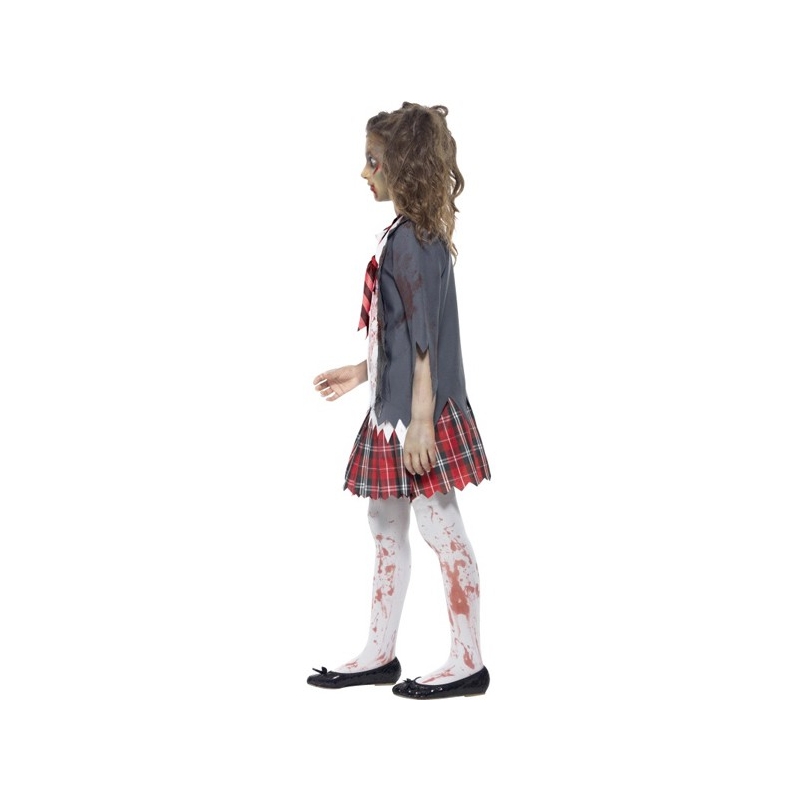 Costume de zombie étudiante pour fille de 7 à 15 ans - déguisement zombie halloween