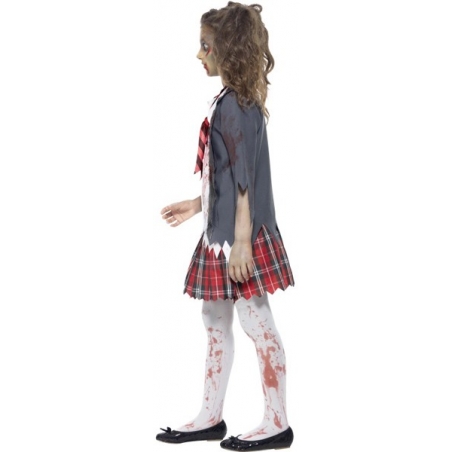 Costume de zombie étudiante pour fille de 7 à 15 ans - déguisement zombie halloween