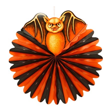Lampion halloween orange et noir chauve-souris