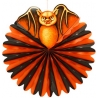Lampion halloween orange et noir décoré d'une petite chauve-souris - déco halloween