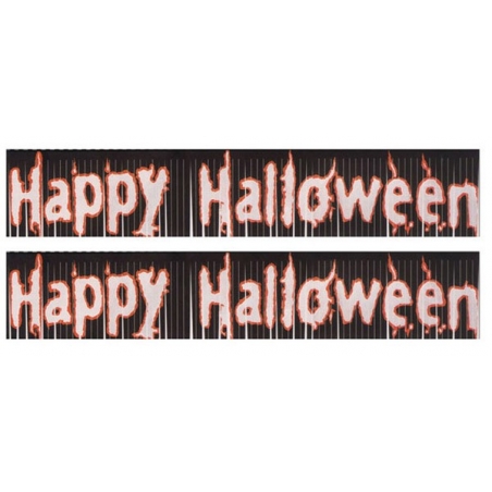 Banderole Happy Halloween noire et rouge - décoration halloween