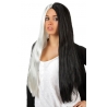 Longue perruque noire et blanche pour femme idéale pour accessoiriser de nombreux déguisements