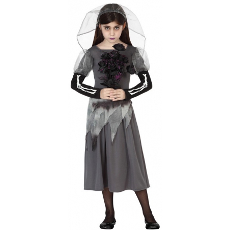 Déguisement de mariée zombie pour fille (3 à 12 ans) - costume de squelette et zombie pour halloween