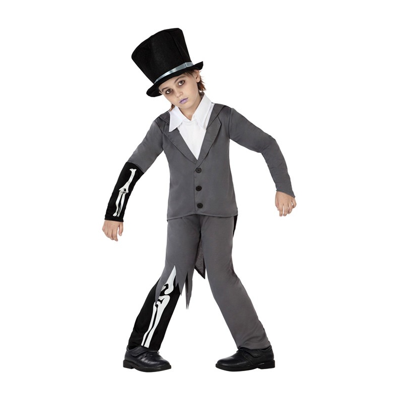 déguisement de zombie pour garçon de 3 à 12 ans, costume de marié halloween pour enfant avec chapeau