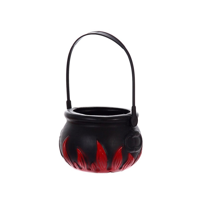Mini chaudron de sorcière avec flammes - pot à bonbons et décoration d'halloween