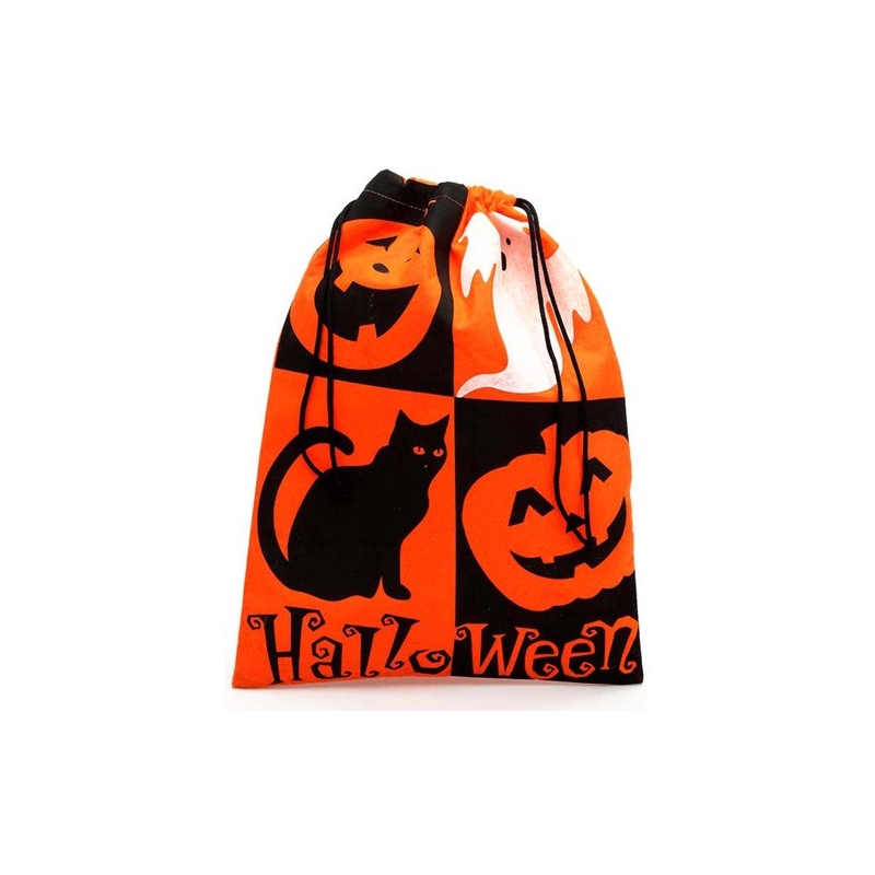 Sac à bonbons Halloween orange et noir
