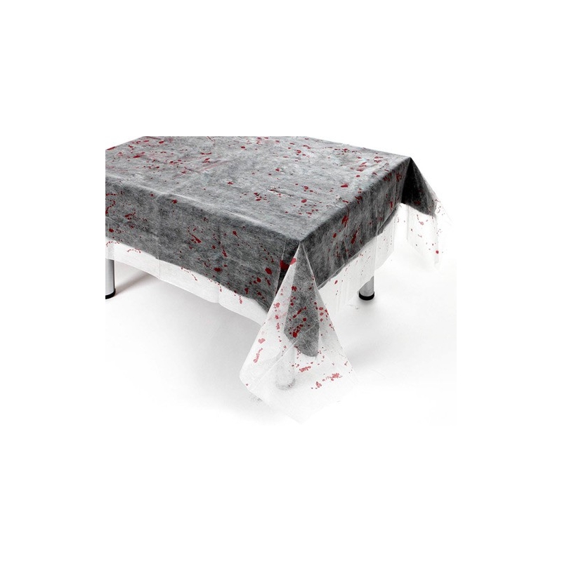 Nappe ensanglantée halloween blanche et transparente