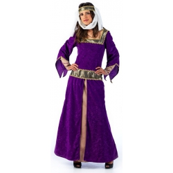 Déguisement dame médiévale luxe avec robe, ceinture et bandeau - costume médiéval et moyen-âge