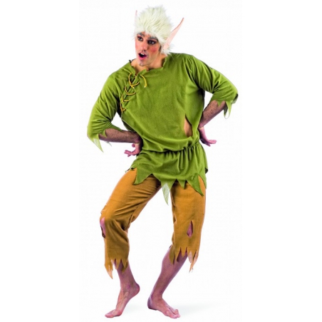 Déguisement elfe adulte, costume féérique pour homme avec perruque et oreilles pointes Déguisement elfe adulte, costume féérique pour homme avec perruque et oreilles pointes