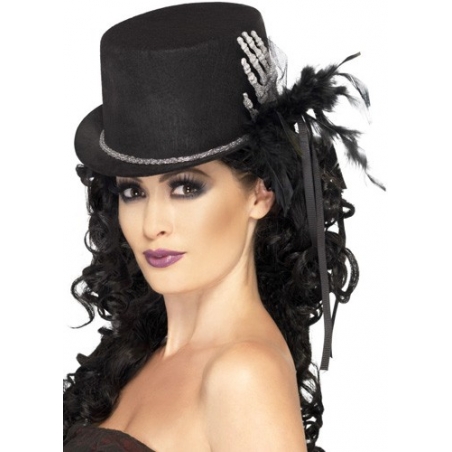 Chapeau noir avec squelette, un chapeau idéal pour les fêtes d'halloween 