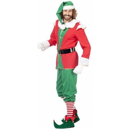 Costume de lutin de Noël pour homme rouge et vert - déguisements Noël
