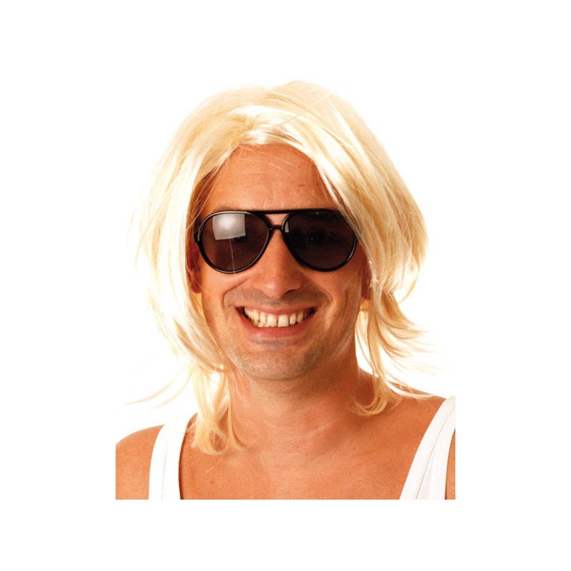 Perruque blonde pour homme, déguisement Brice de Nice le célèbre surfeur de la serie TV
