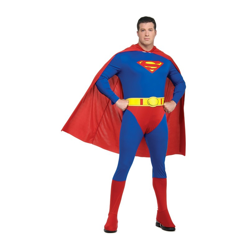 Déguisement Superman XXL pour homme avec combinaison imprimée, couvre-bottes et cape