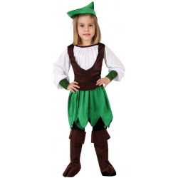 Déguisement fille des bois, robin des bois dans sa version féminine avec chapeau et surbottes