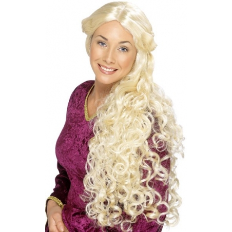 Longue perruque blonde cheveux ondulés, déguisement femme de la renaissance Longue perruque blonde cheveux ondulés, déguisement femme de la renaissance