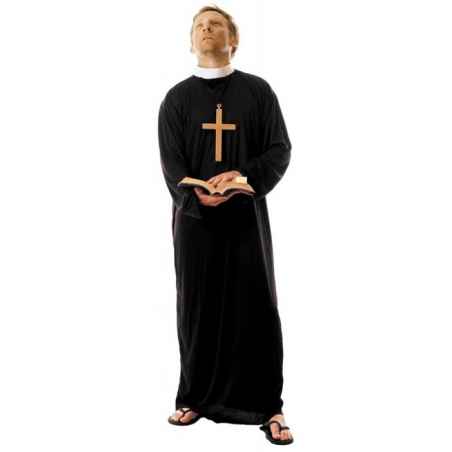 déguisement prêtre pour homme, disponible en grande taille jusqu'au xxl avec soutane