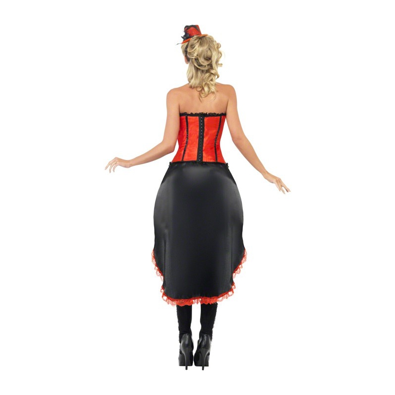 Robe cabaret rouge et noire, déguisement burlesque pour femme - Western & French cancan