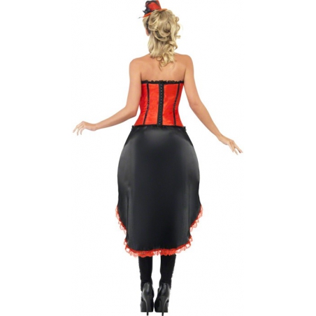 Robe cabaret rouge et noire, déguisement burlesque pour femme - Western & French cancan
