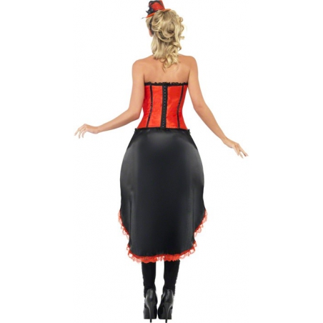 Robe cabaret rouge et noire, déguisement burlesque pour femme - Western & French cancan