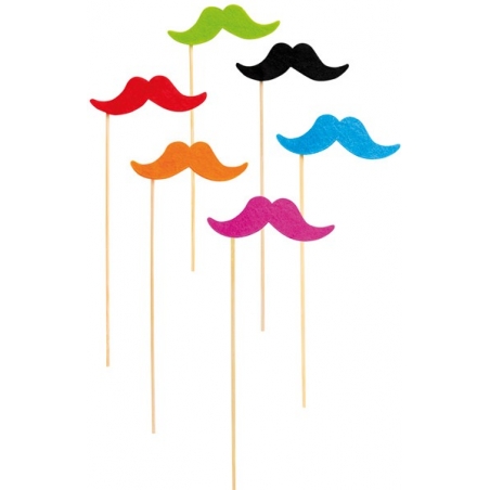 Lot de 6 moustaches fluo 