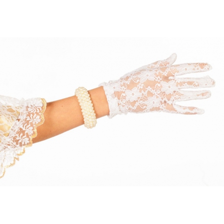 Gants blancs en dentelle luxe - costume marquise et 17ème