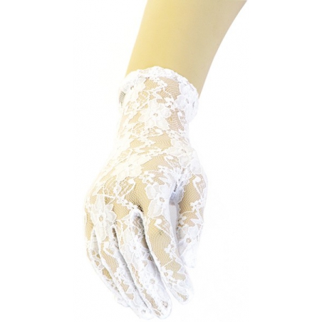Paire de gants blancs en dentelle pour femme - SA021A