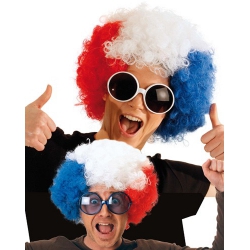 Perruque afro bleu blanc rouge équipe de France - FA116A
