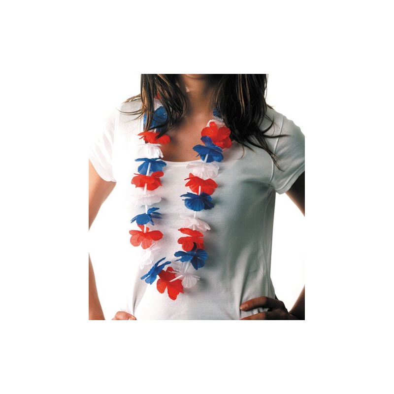 Collier hawaien tricolore France - FA117A